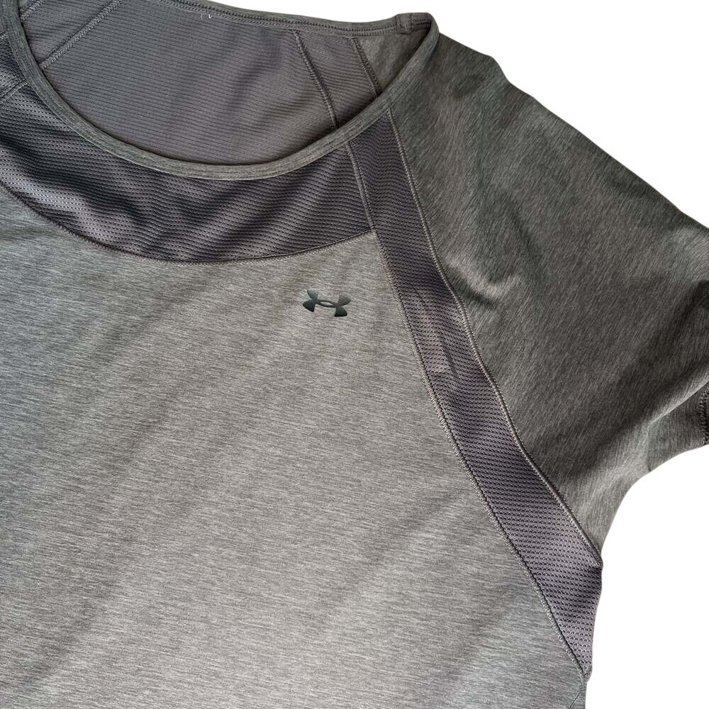 Under Armour Women's Gray Heather Long Sleeve Shirt Size L Mesh‎ Detail - Picture 2 of 10